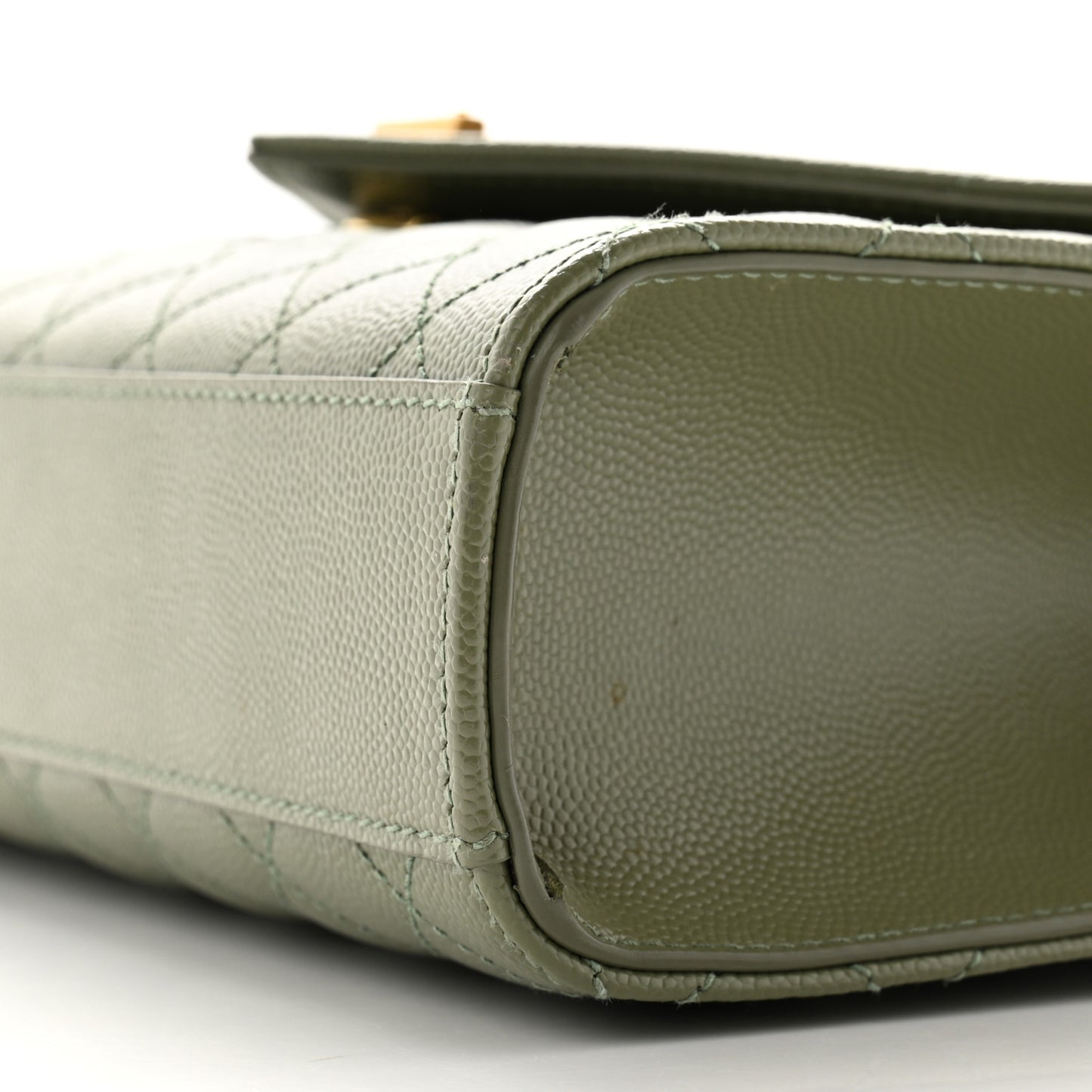 Grain De Poudre Textured Mixed Matelasse Triquilt Medium Monogram Satchel Light Sage