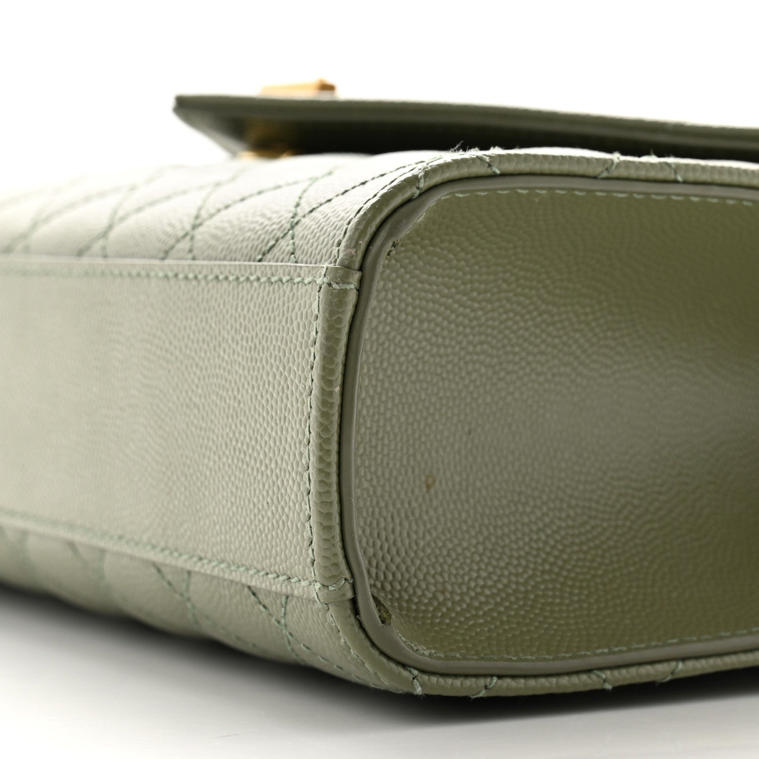 Saint Laurent Grain De Poudre Textured Mixed Matelasse Triquilt Medium Monogram Satchel Light Sage 10 of 11