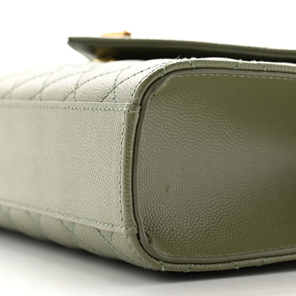 Saint Laurent Grain De Poudre Textured Mixed Matelasse Triquilt Medium Monogram Satchel Light Sage 10 of 11