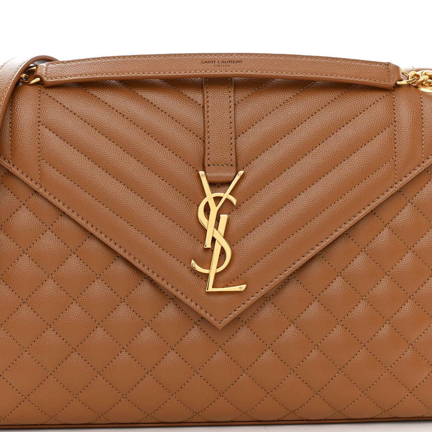 Grain De Poudre Textured Mixed Matelasse Triquilt Large Monogram Satchel Naturel