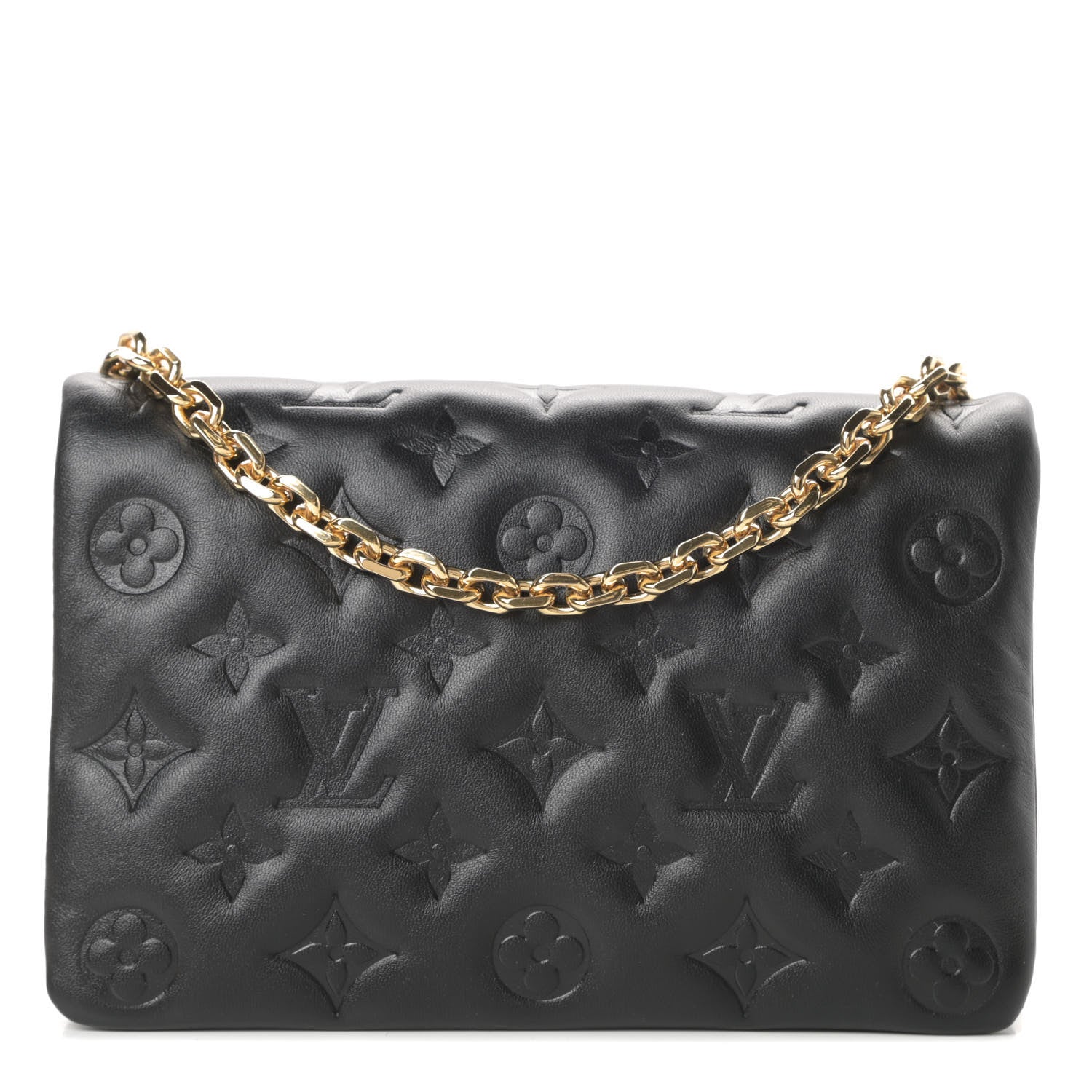 Louis Vuitton Lambskin Embossed Monogram Pochette Coussin Black 1 of 10