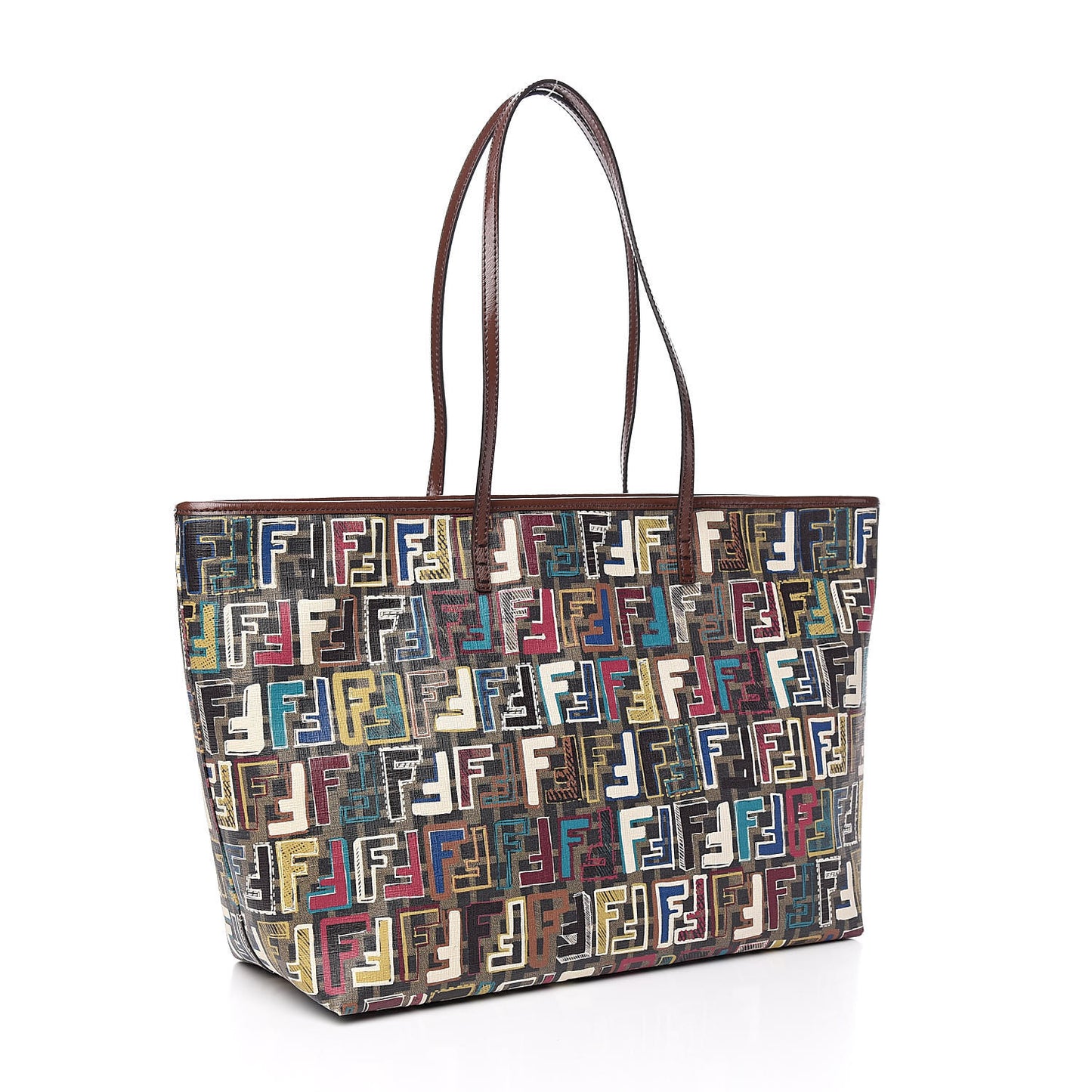 Zucca Spalmati Vitello FF Multicolor Medium Roll Tote Tobacco Multicolor Marrone