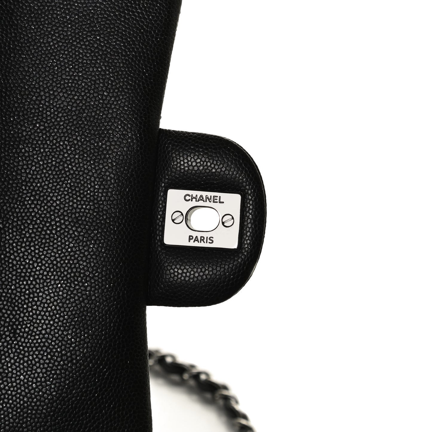 Iridescent Caviar Quilted Mini Rectangular Flap Black