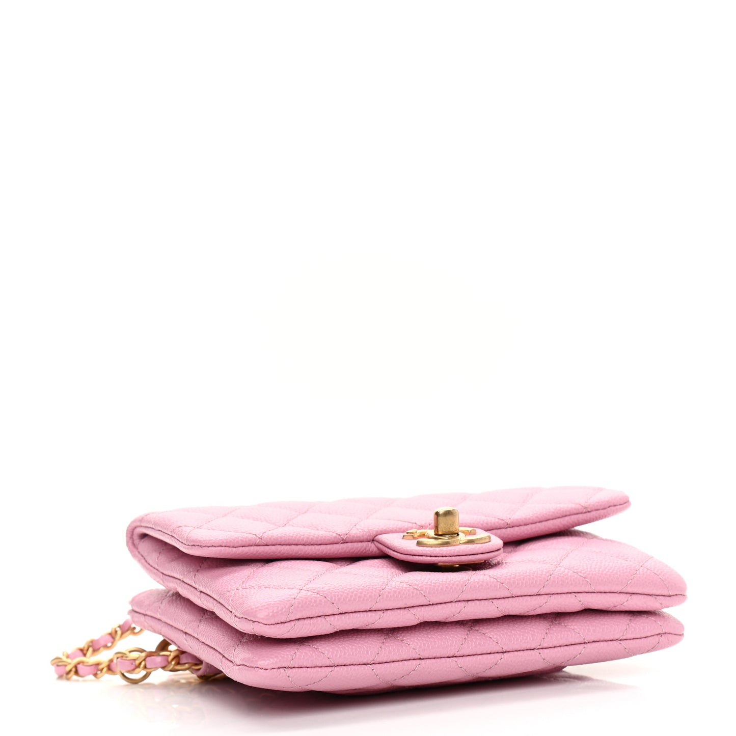 Shiny Caviar Pick Me Up Flap Belt Bag Pink Pink