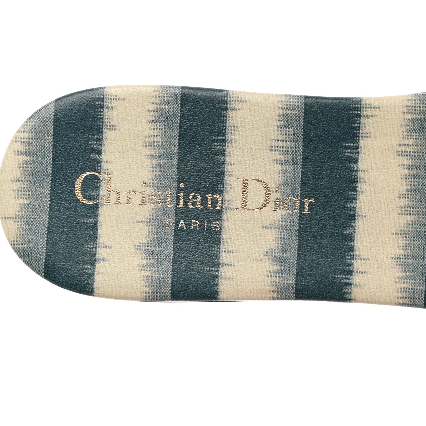 Cotton D-Stripes Embroidered Dway Mules Slide Sandals 40 Deep Ocean