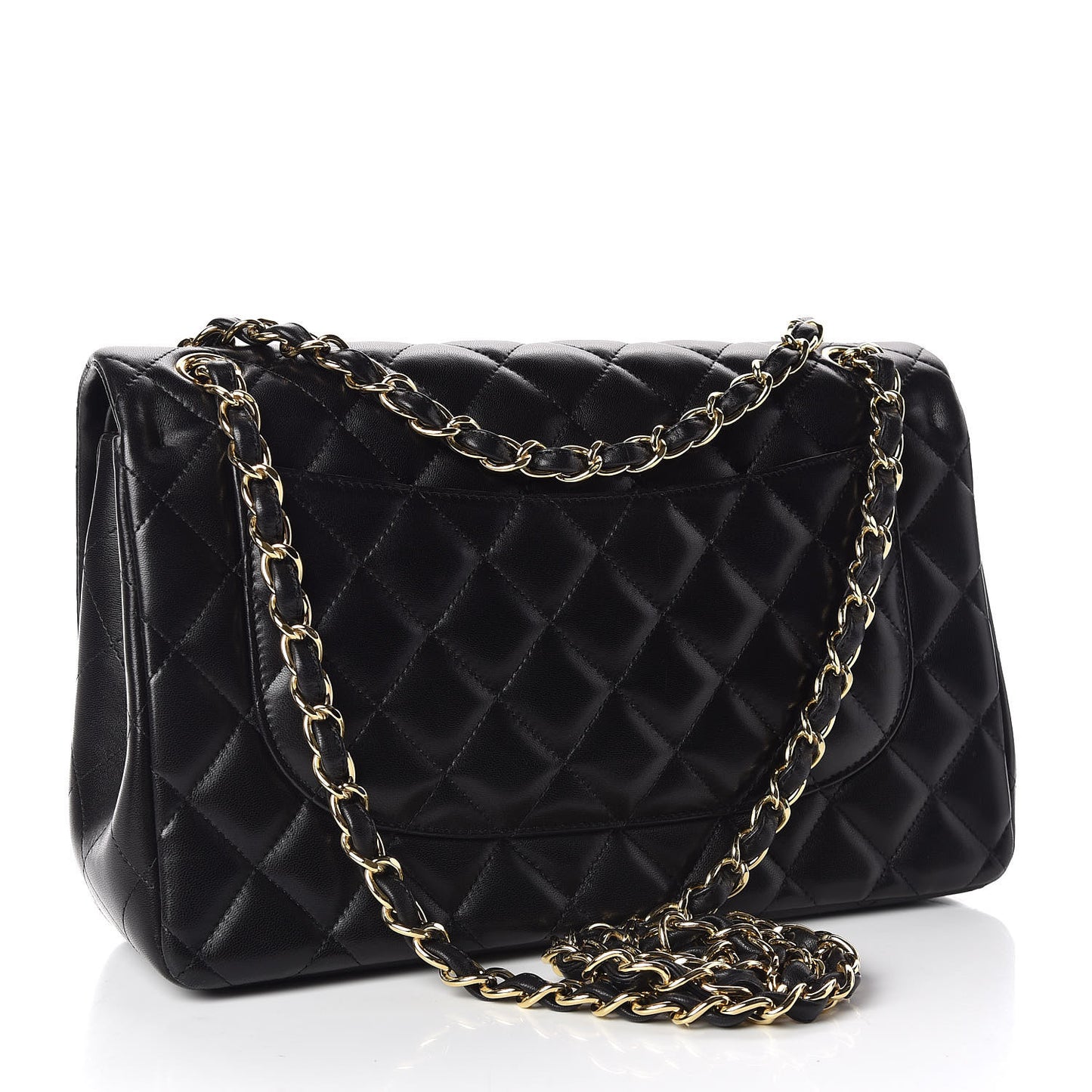 Lambskin Quilted Jumbo Double Flap Black