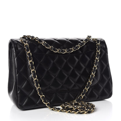 Chanel Lambskin Quilted Jumbo Double Flap Black 3 of 9