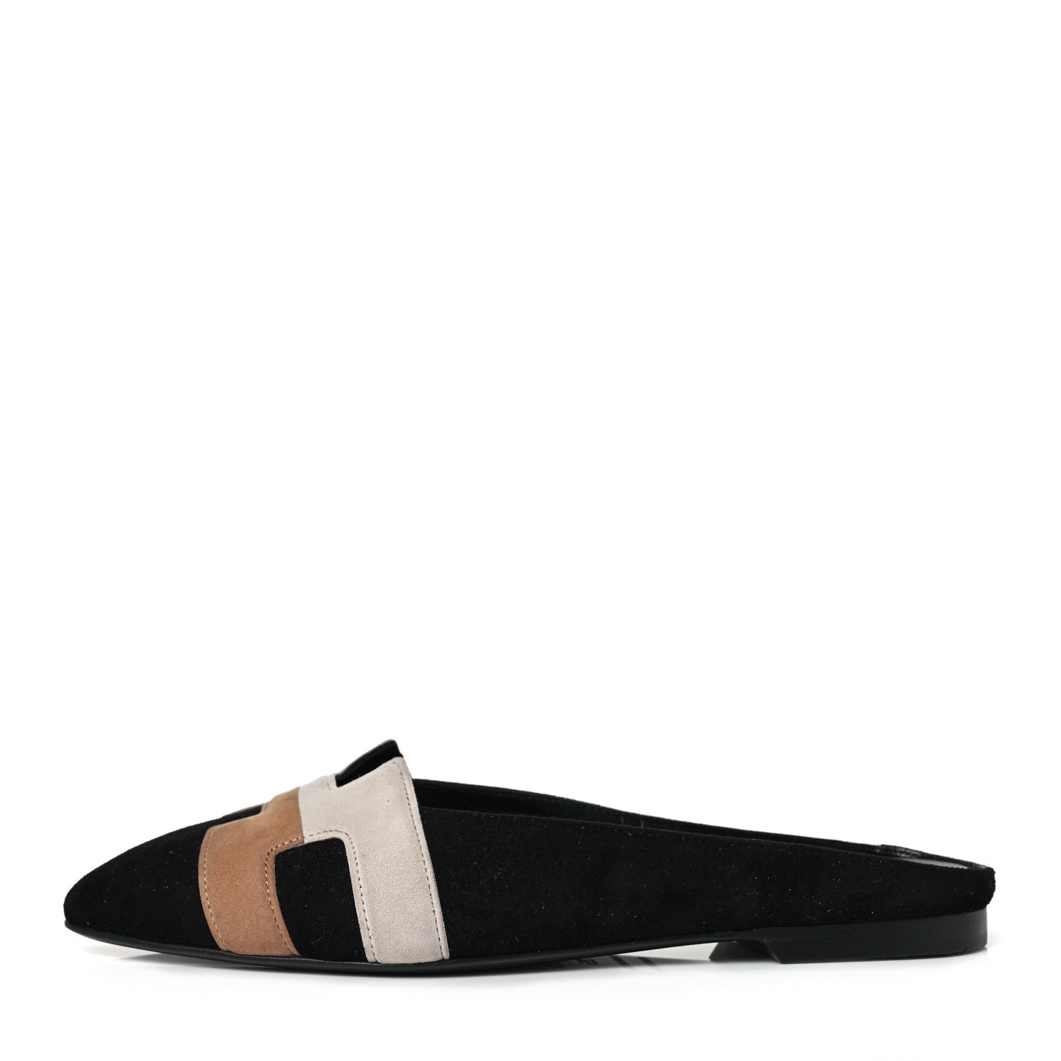 Hermes Velvet Goatskin Womens Roxane Mules 35 Multicolor Black 1 of 9