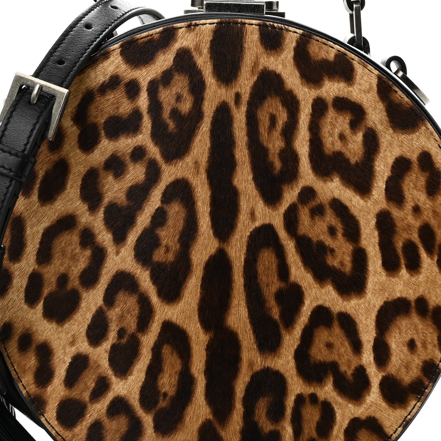 Saint Laurent Calf Hair Leopard Print Mica Hat Box Black Brown 7 of 9