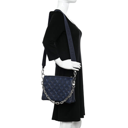 Louis Vuitton Lambskin Embossed Monogram Coussin PM Navy 2 of 12
