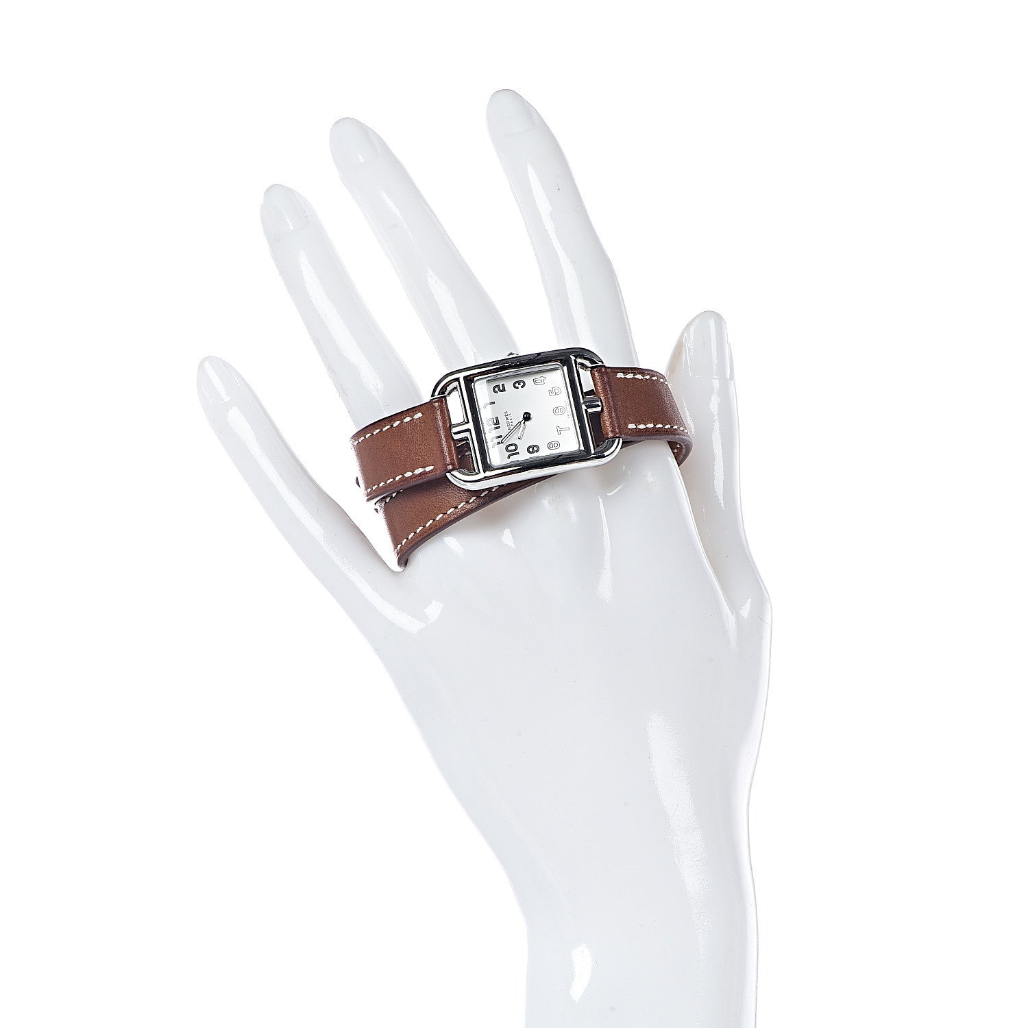 Hermes Stainless Steel Barenia 23mm Cape Cod Double Tour Quartz Watch Fauve 2 of 9