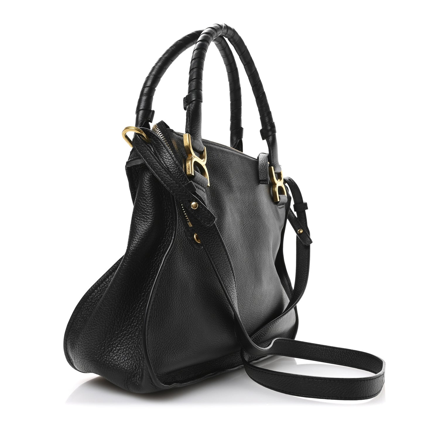 Calfskin Medium Marcie Satchel Black
