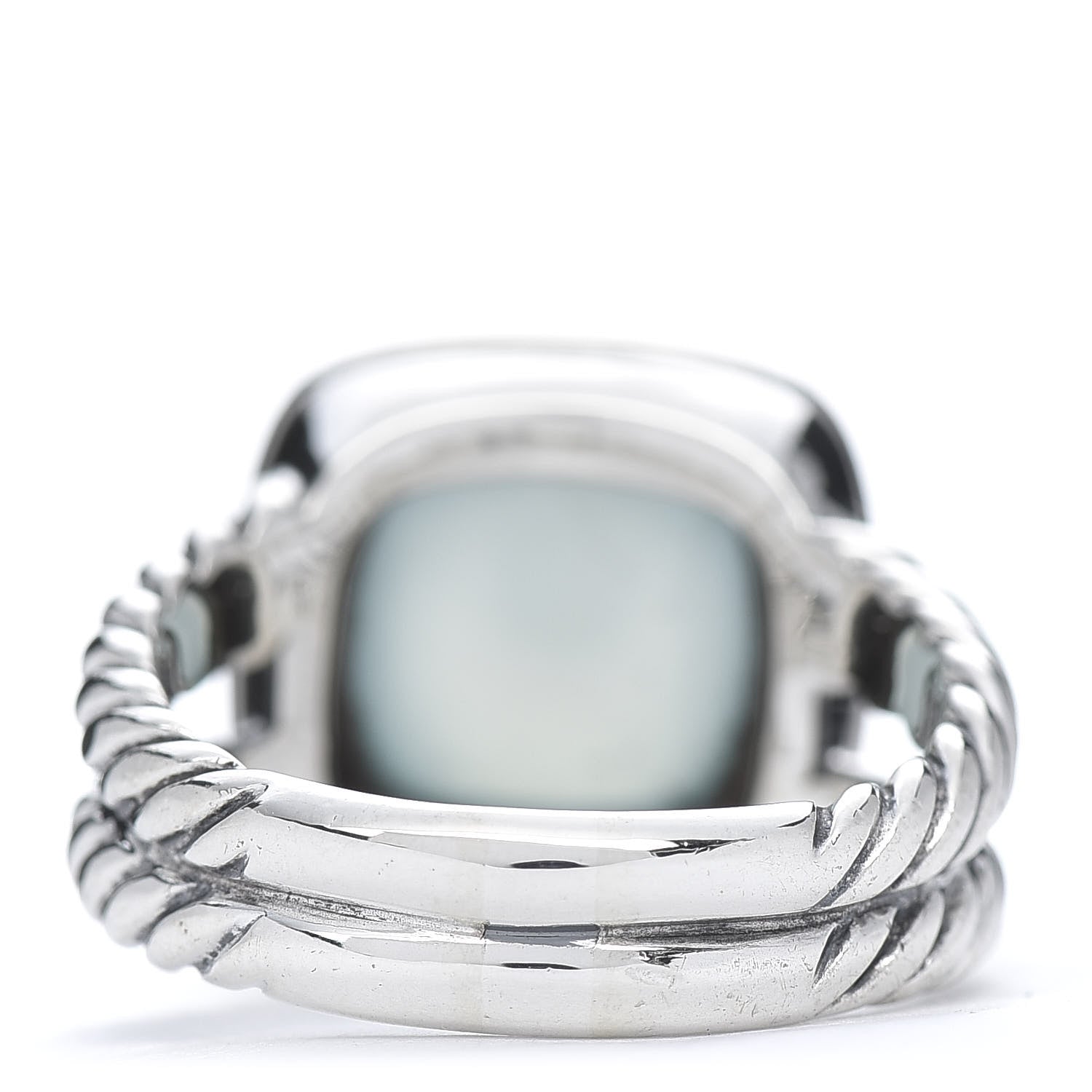 David Yurman Sterling Silver Diamond Chalcedony 11mm Albion Ring 57 8 4 of 5
