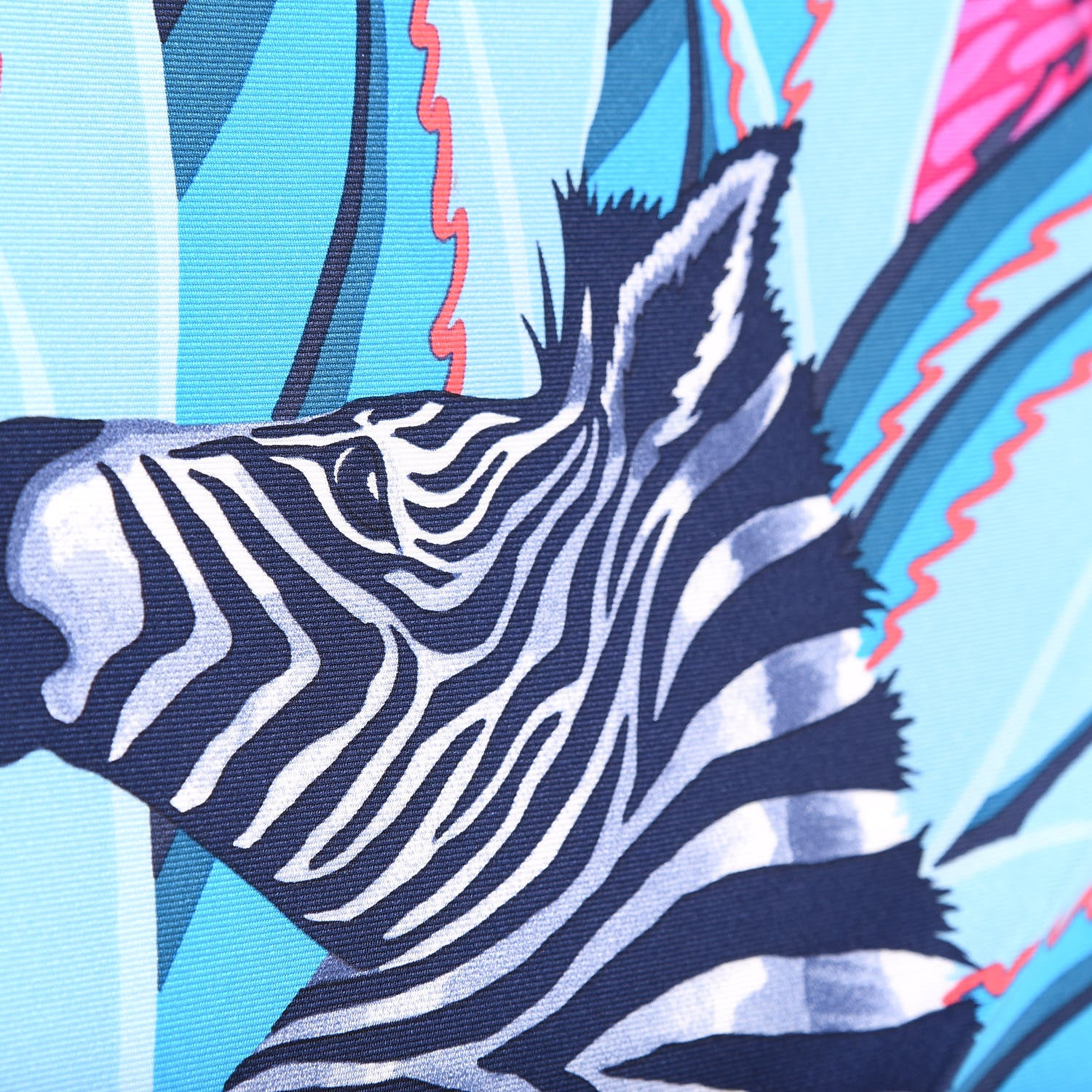 Hermes Silk Mountain Zebra Scarf 90 Turquoise Fuchsia Cobalt 6 of 9