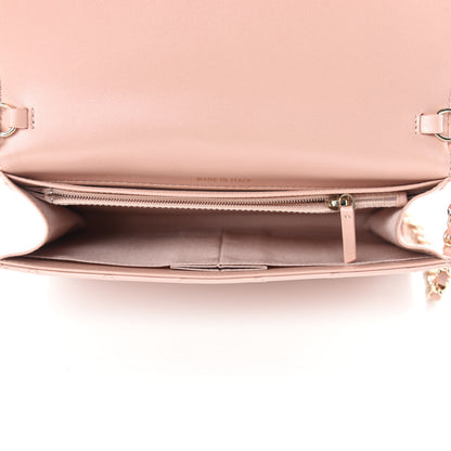 Chanel Iridescent Calfskin Quilted Boy Wallet on Removable Chain Light Pink 6 of 14
