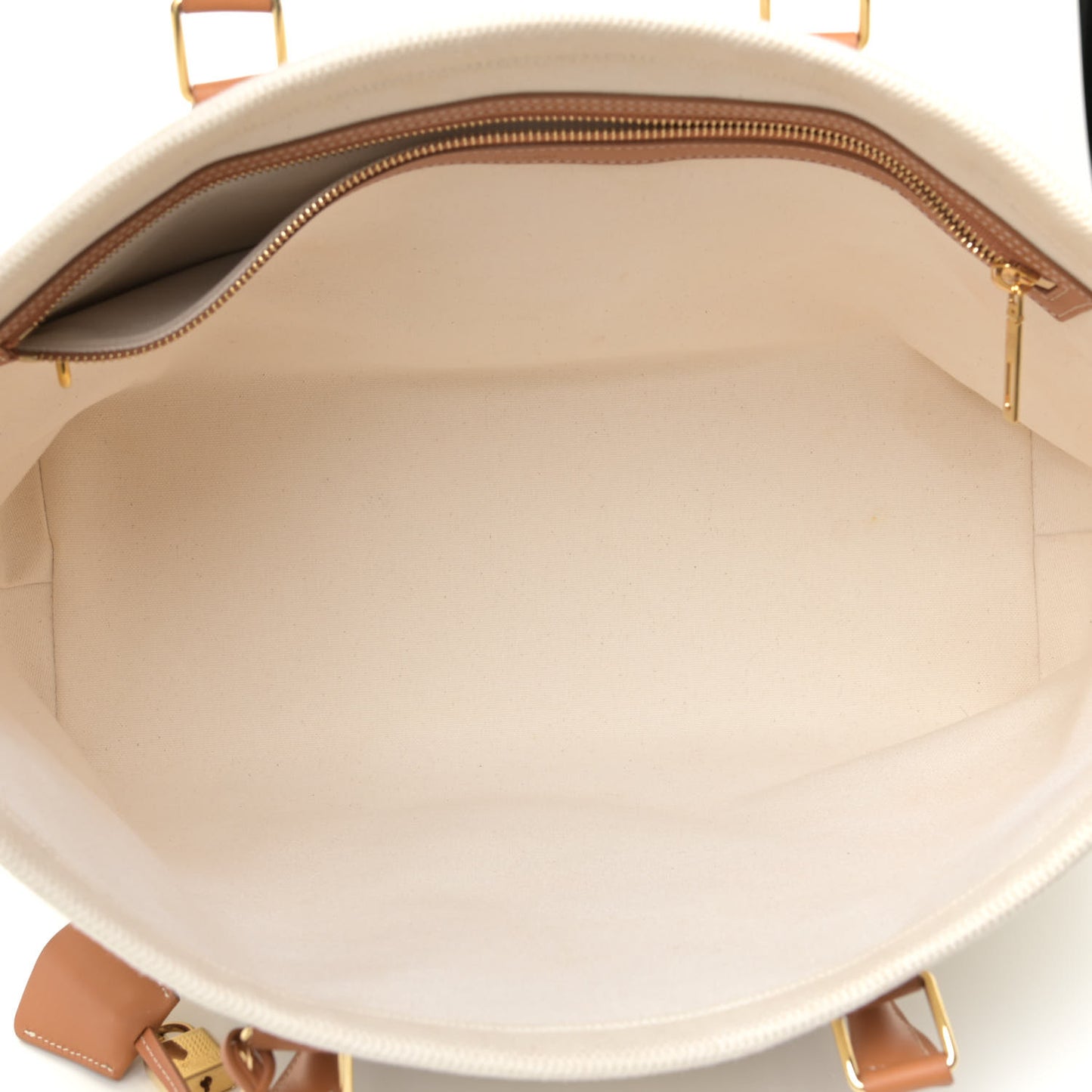 Canvas Calfskin Horizontal Cabas Natural Tan