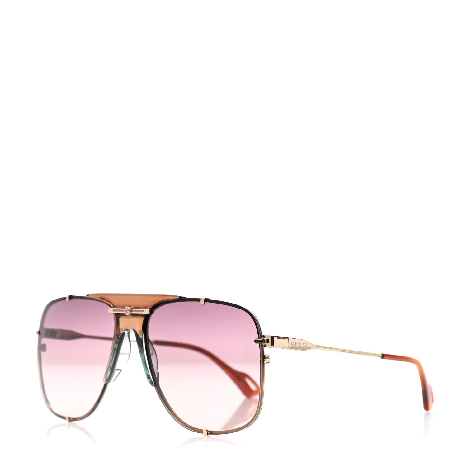 Gucci Metal Square Frame Sunglasses GG0739S Brown 1 of 8