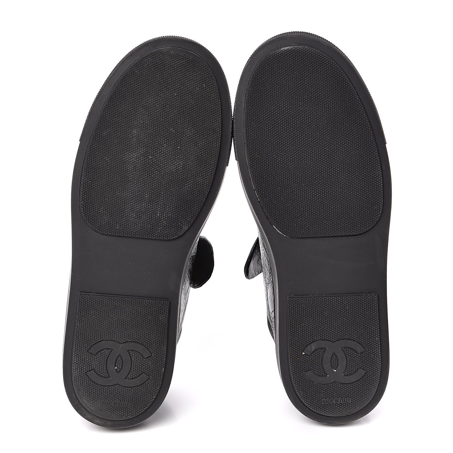 Chanel Crumpled Calfskin Womens CC Bow Sneakers 37 Black 5 of 9