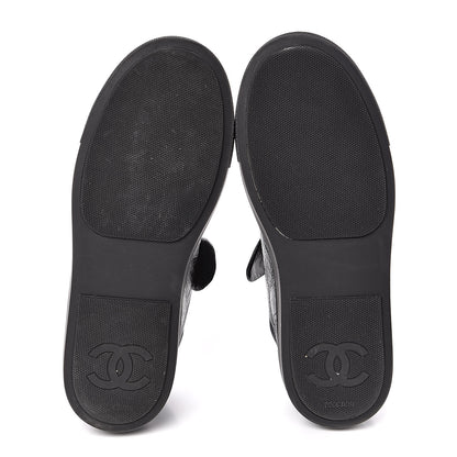 Chanel Crumpled Calfskin Womens CC Bow Sneakers 37 Black 5 of 9