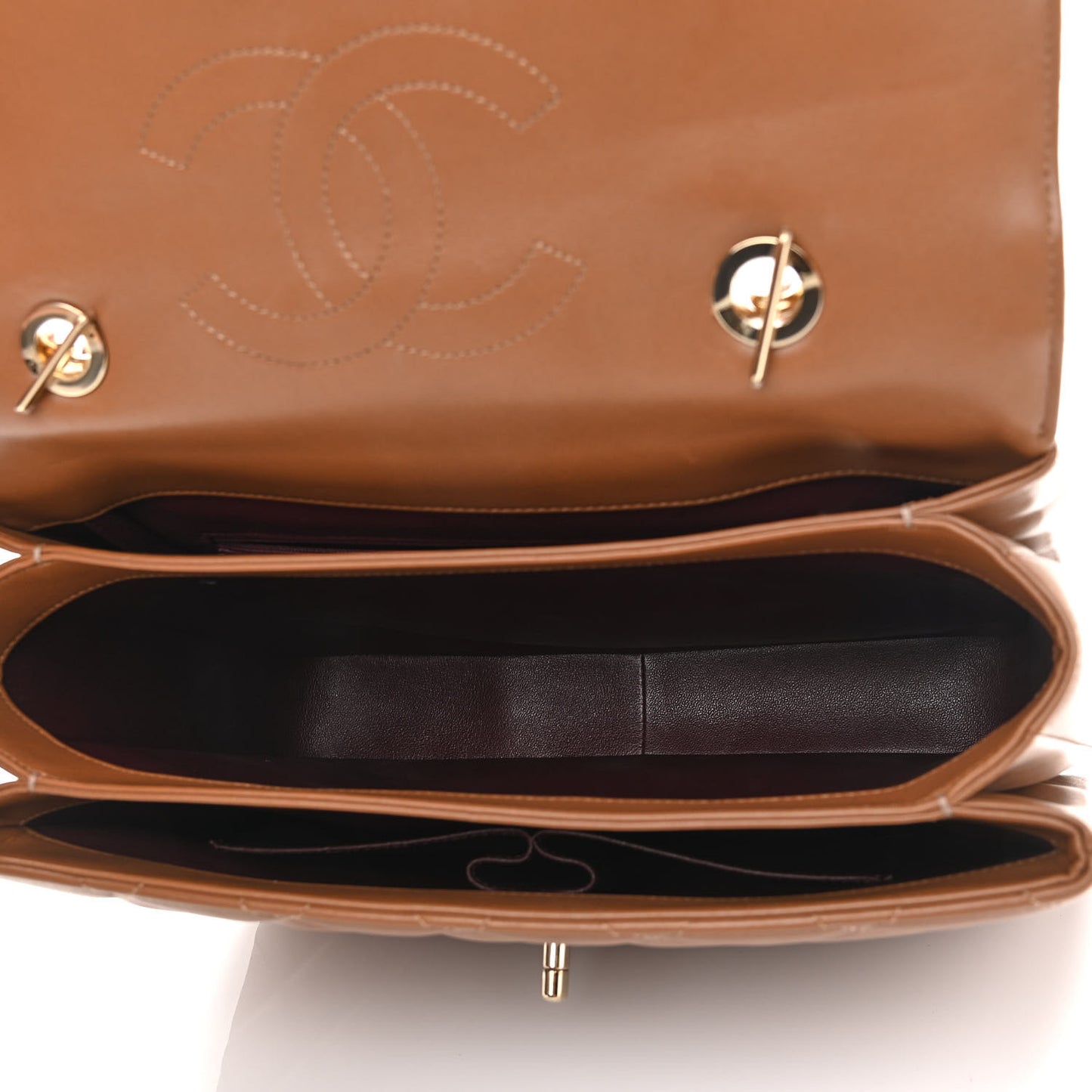 Lambskin Quilted Large Trendy CC Flap Camel