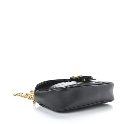 Gucci Calfskin Matelasse Super Mini GG Marmont Shoulder Bag Black 4 of 10