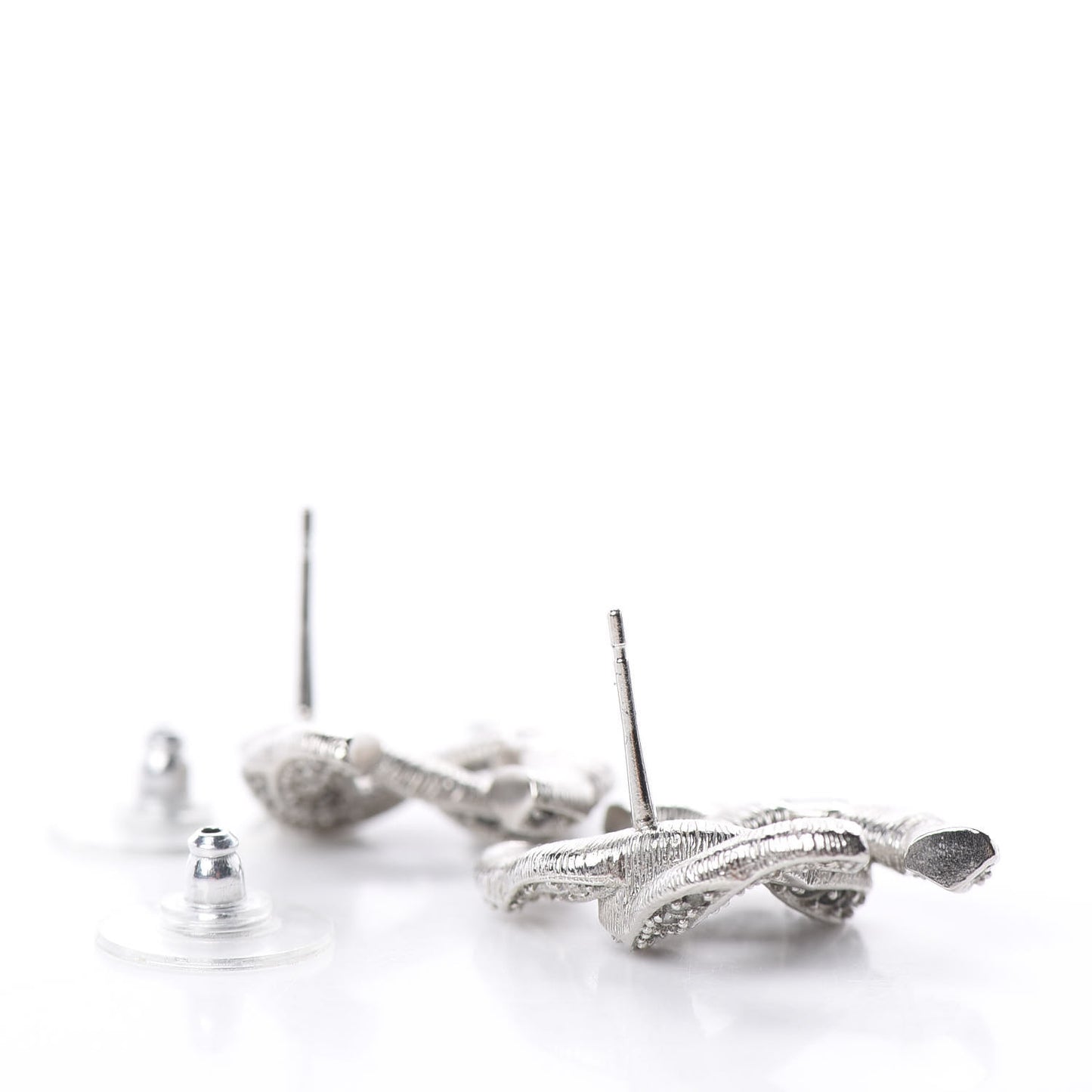 Crystal CC Twisted Earrings Silver