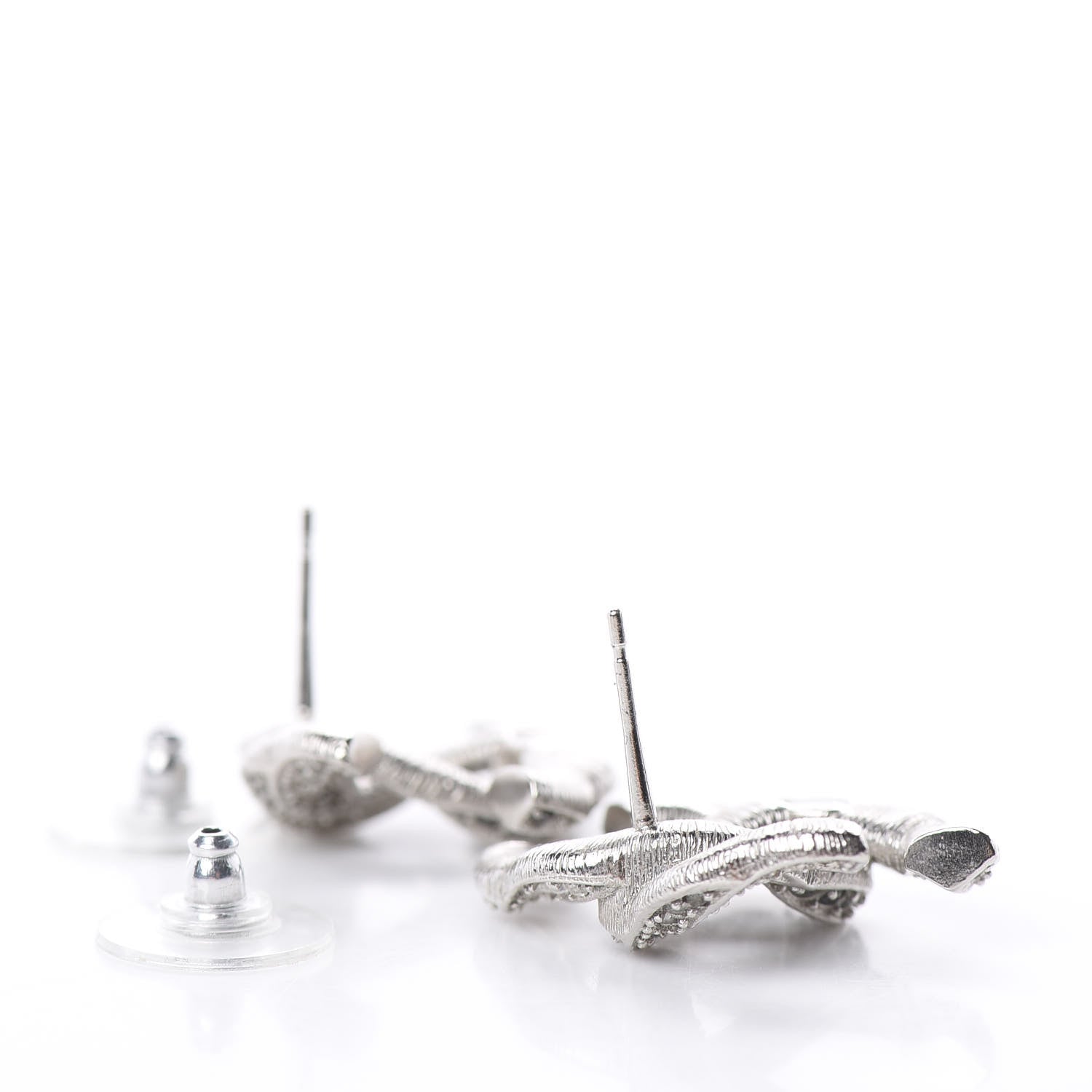 Chanel Crystal CC Twisted Earrings Silver 3 of 4