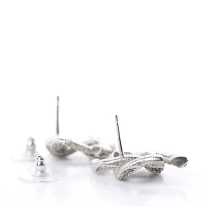 Chanel Crystal CC Twisted Earrings Silver 3 of 4