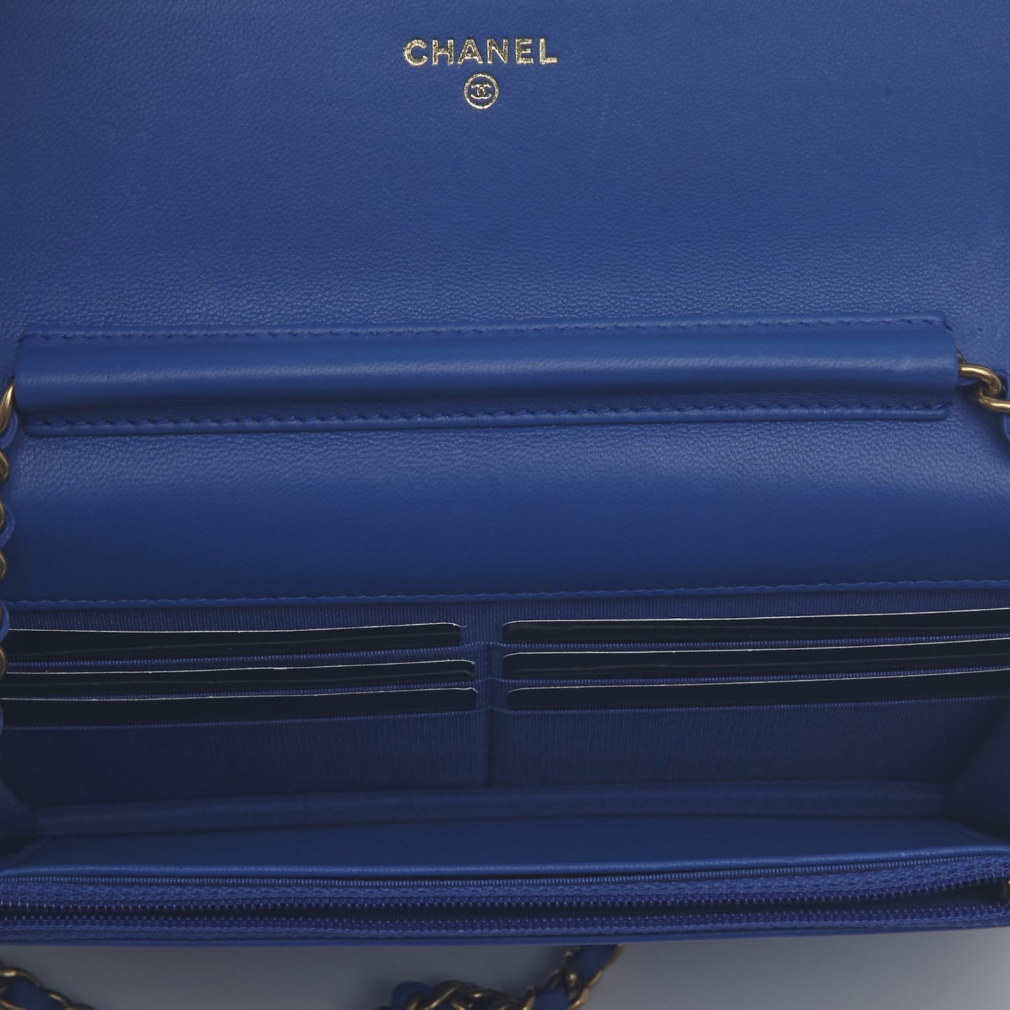 Lambskin Quilted Boy Wallet On Chain WOC Blue