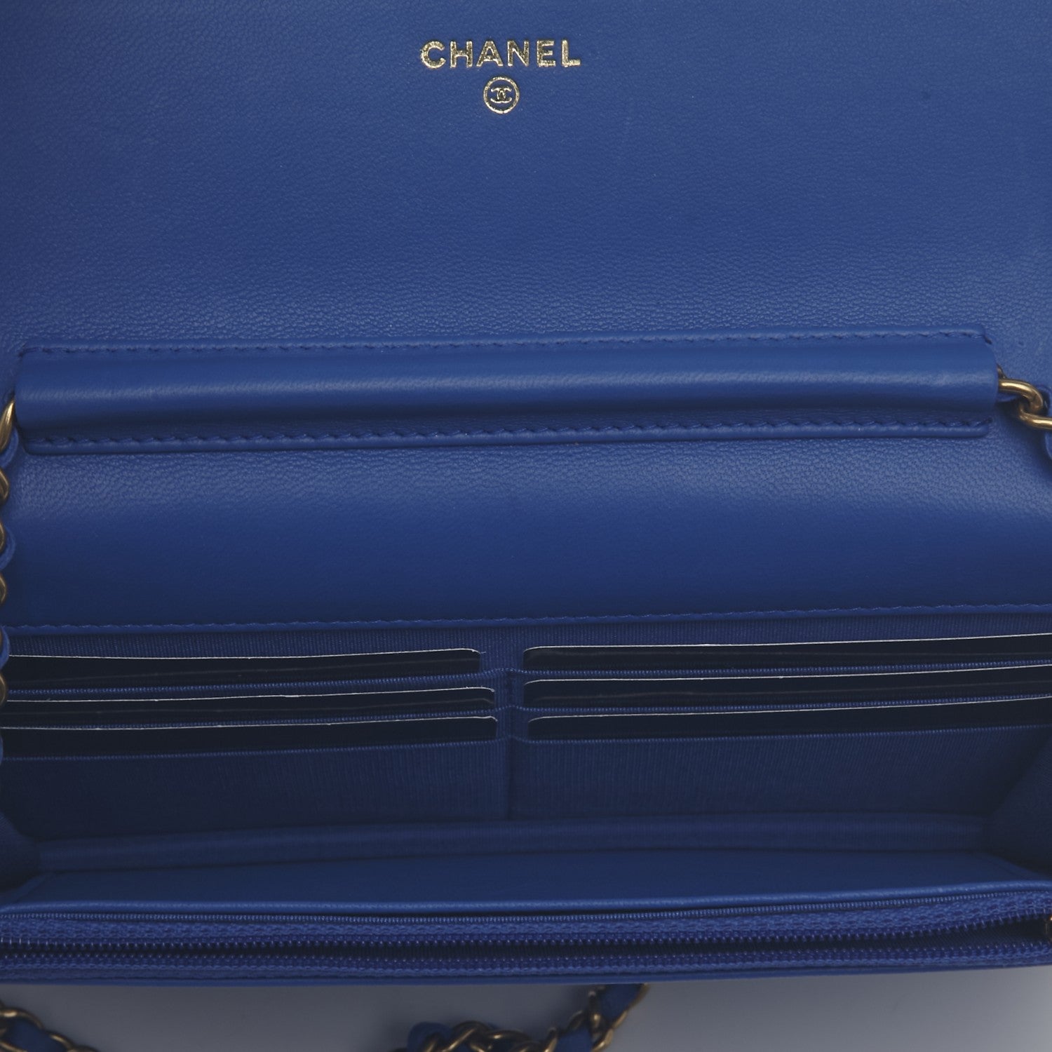 Chanel Lambskin Quilted Boy Wallet On Chain WOC Blue 7 of 9