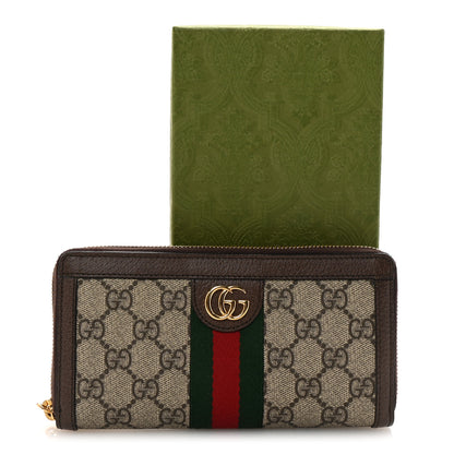 Gucci GG Supreme Monogram Web Ophidia Zip Around Wallet Brown 8 of 8