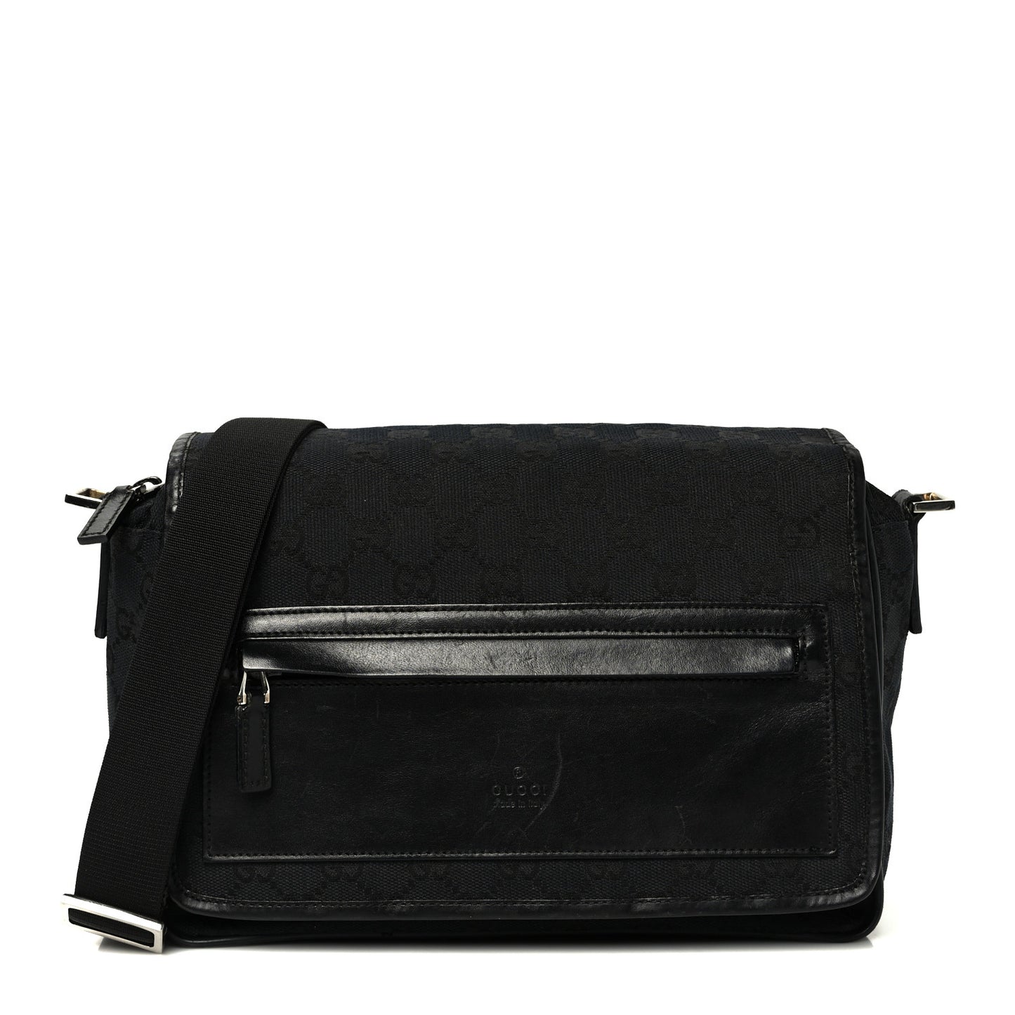 Monogram Flap Pocket Messenger Bag Black