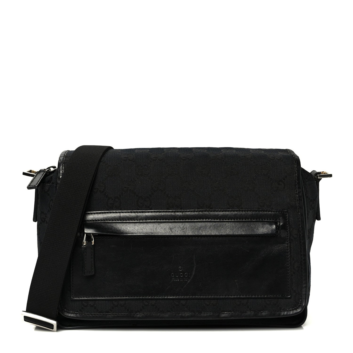 Gucci Monogram Flap Pocket Messenger Bag Black 1 of 9