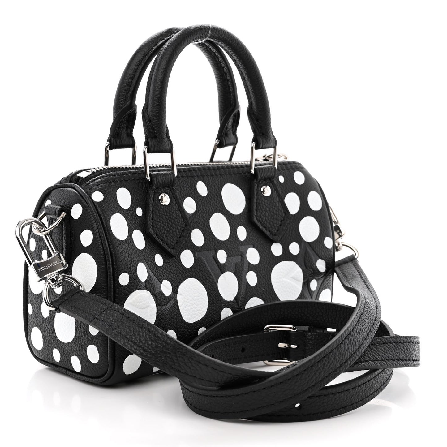 LV X YK Empreinte Infinity Dots Nano Speedy Bandouliere Black White