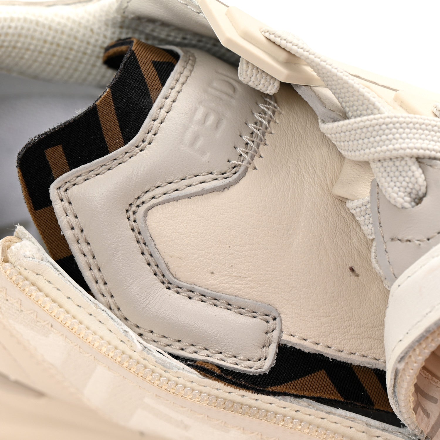 Fendi Calfskin Fabric FF Fendi Flow Low Top Sneakers 36 White 10 of 10