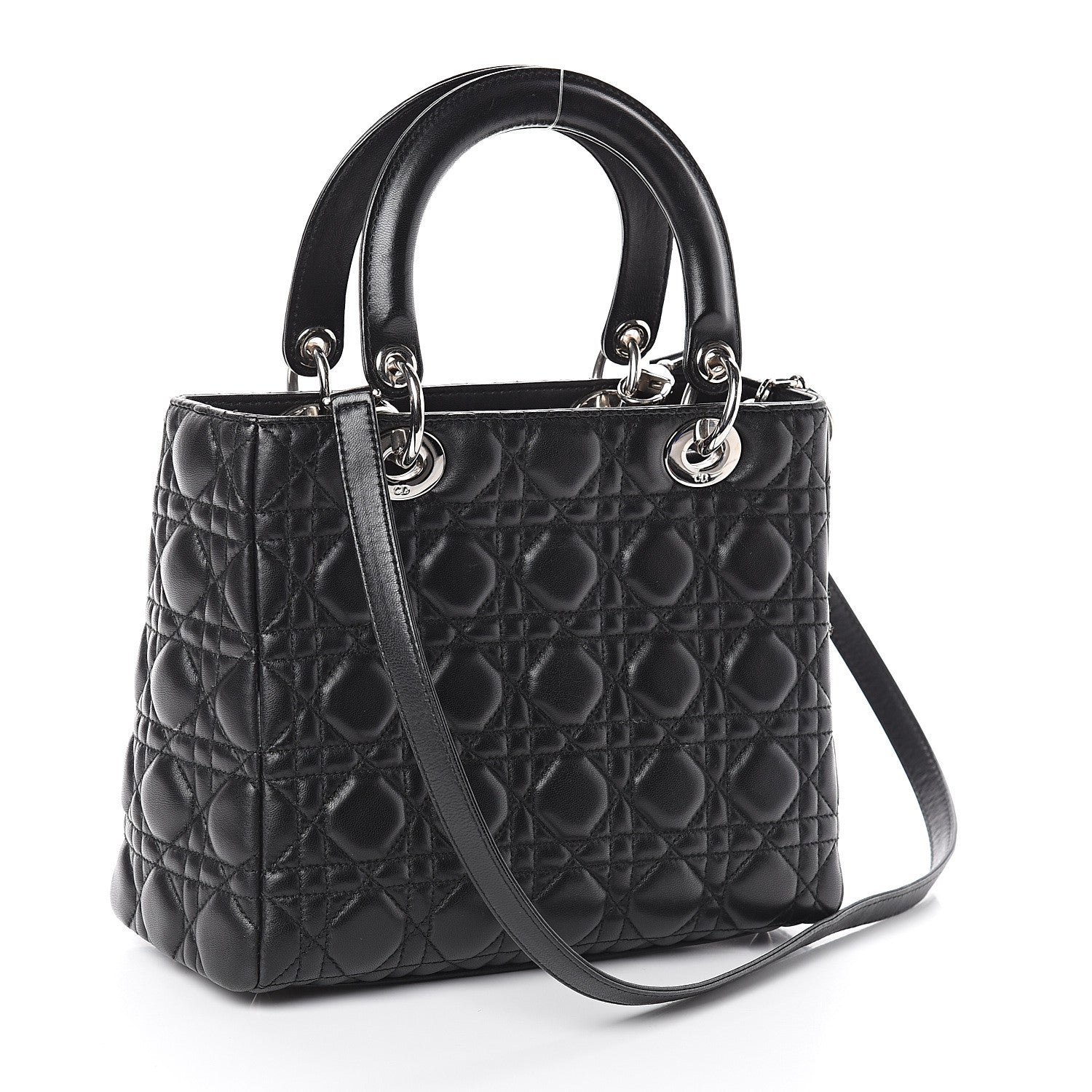 Christian Dior Lambskin Cannage Medium Lady Dior Black 2 of 7