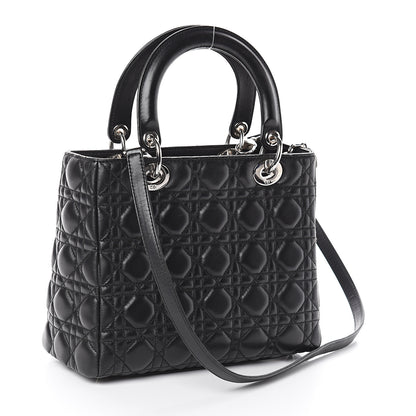 Christian Dior Lambskin Cannage Medium Lady Dior Black 2 of 7