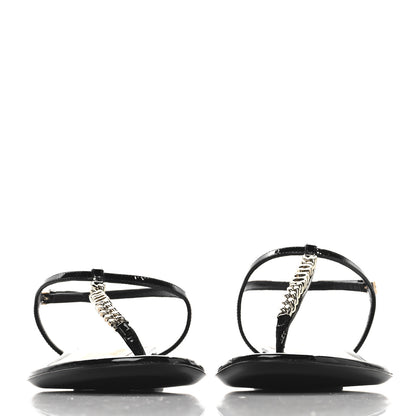 Gucci Vernice Crystal Signoria Thong Sandals 38 Black 3 of 9