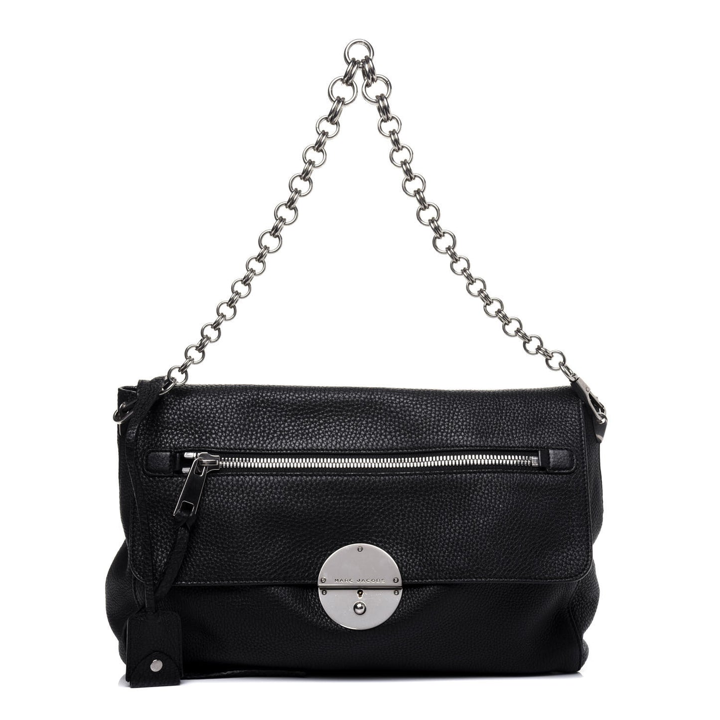 Pebbled Calfskin Shoulder Bag Black