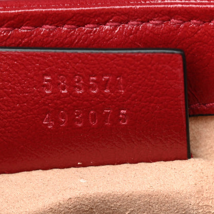 Gucci Vintage Effect Calfskin Matelasse Diagonal Mini Torchon GG Marmont Top Handle Shoulder Bag Black Romantic Cherry 7 of 10