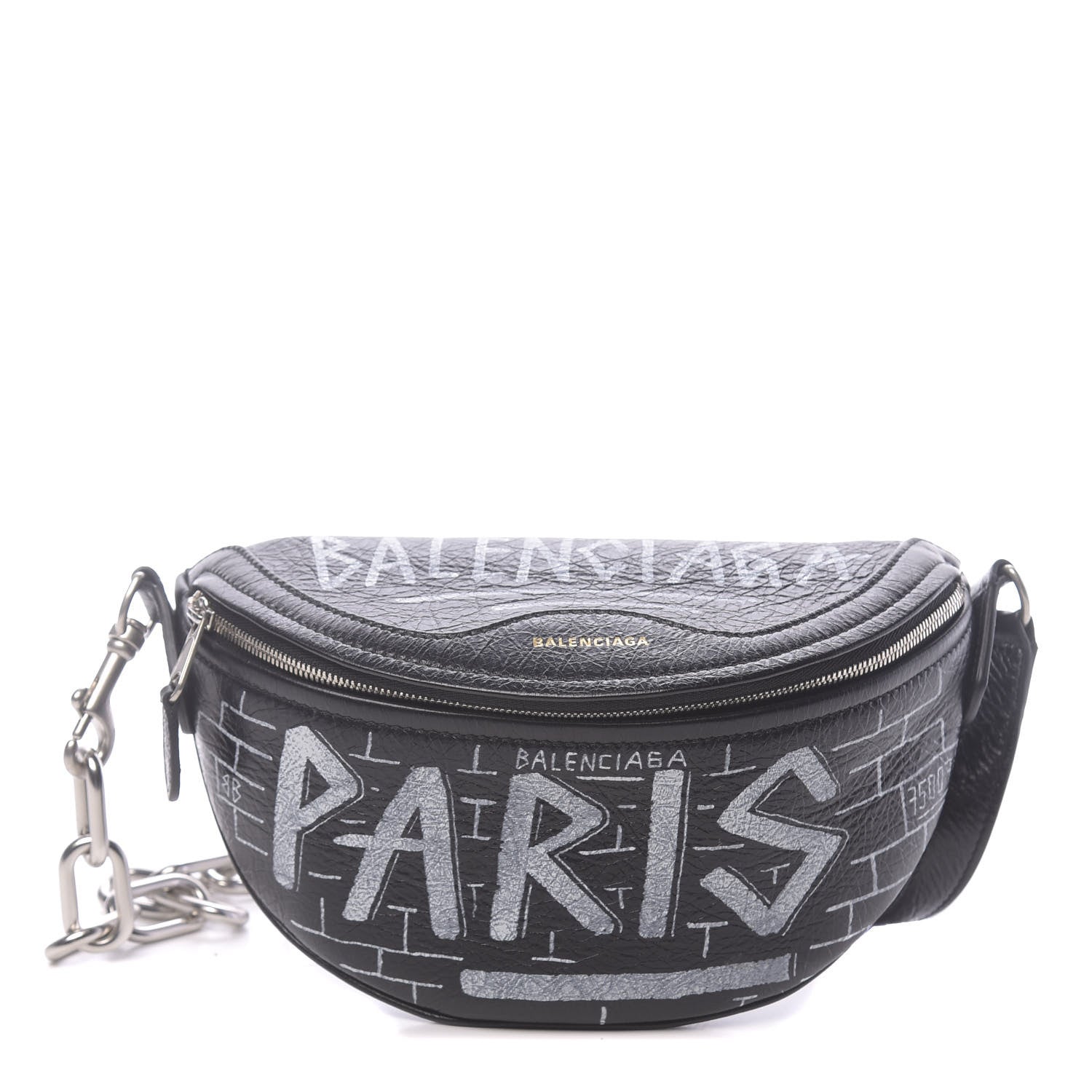 Balenciaga Agneau Arena Graffiti All Over XXS Souvenir Belt Bag Black White 1 of 10