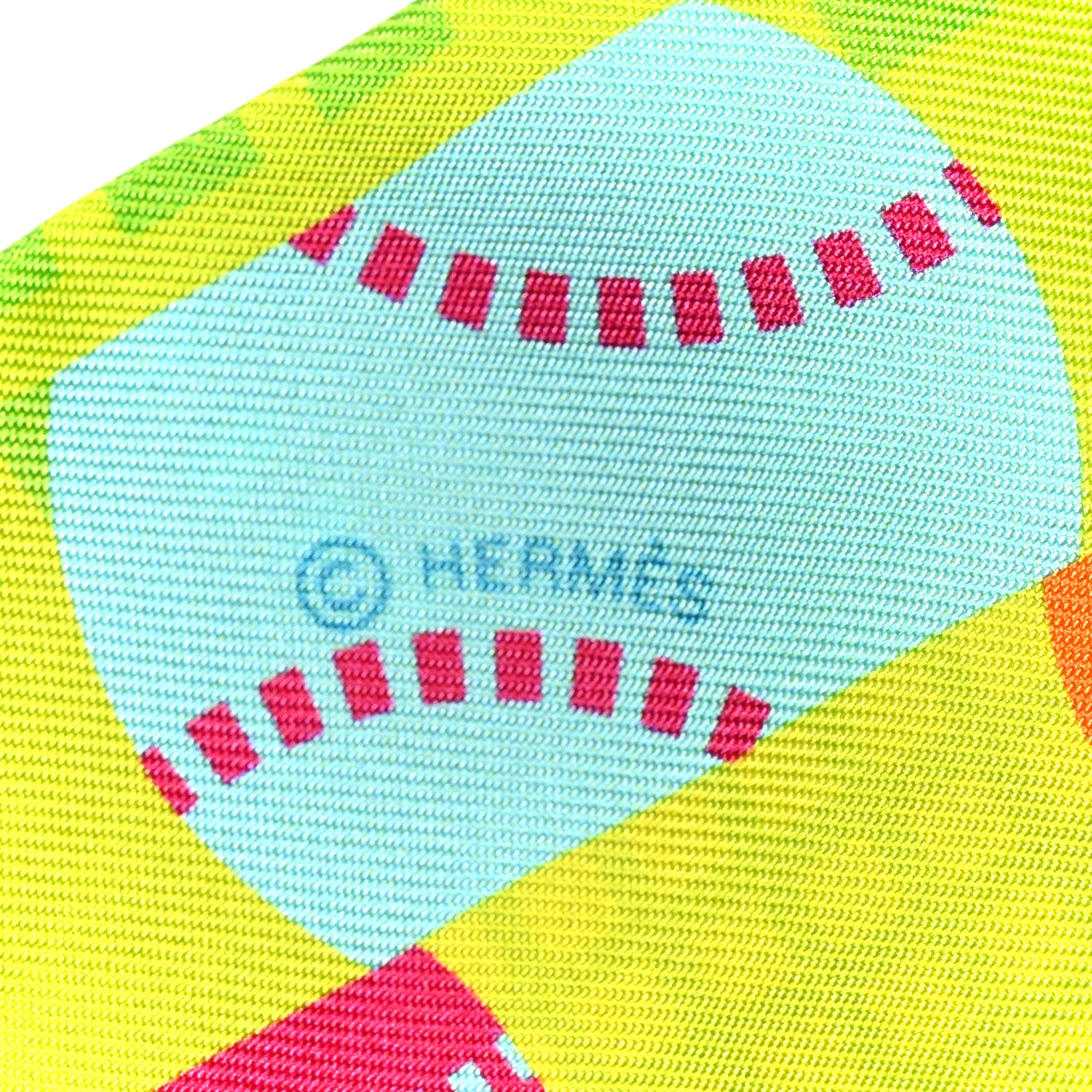 Hermes Silk Balles de Tennis Twilly Vert Fluo Turquoise Orange 4 of 4