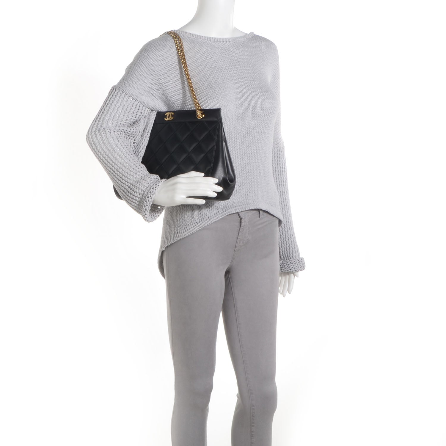 Chanel Lambskin CC Shopping Tote Black 2 of 9