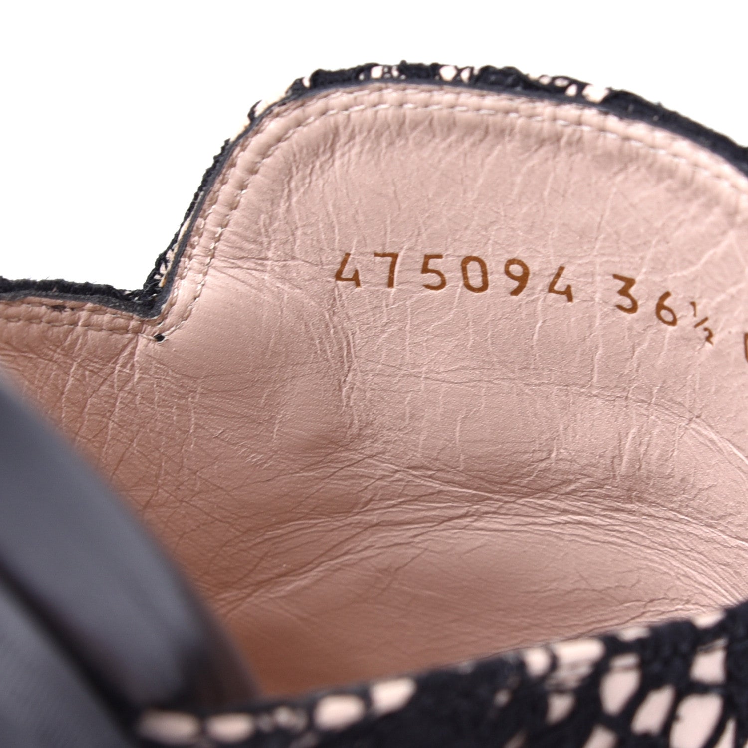 Gucci Lace Malaga Kid Womens Princetown Slippers 36.5 Black Skin Rose 9 of 9