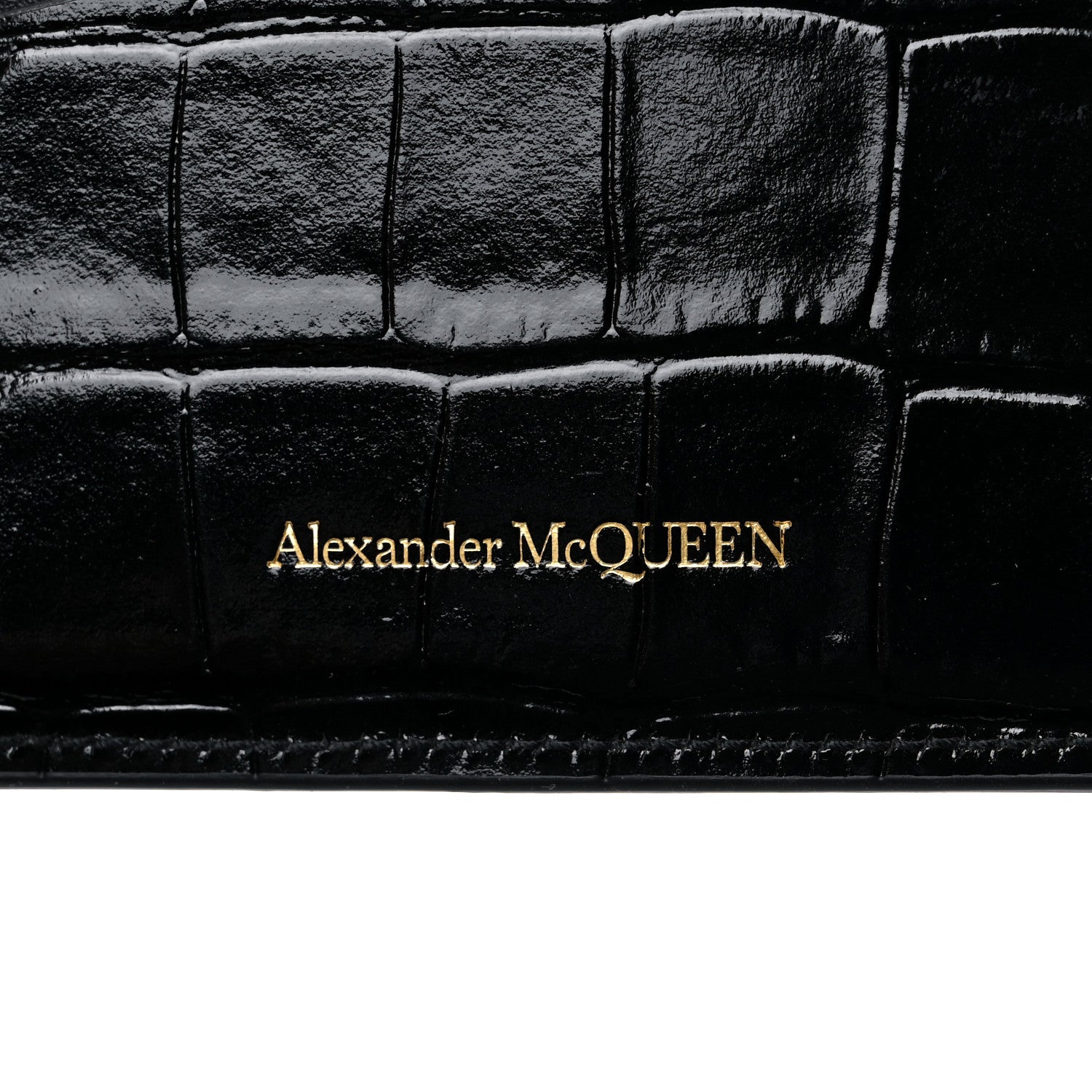 Alexander McQueen Patent Crocodile Embossed Skull Card Holder Black 5 of 8