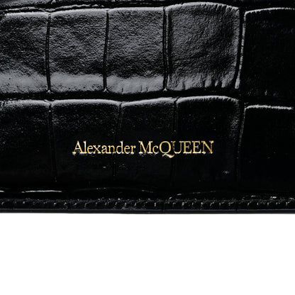 Alexander McQueen Patent Crocodile Embossed Skull Card Holder Black 5 of 8
