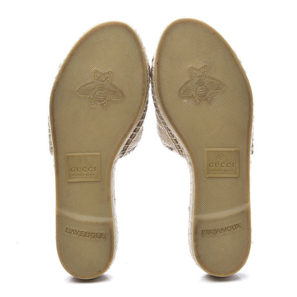 Gucci Straw Elaphe Matelasse GG Marmont Espadrille Slide Sandals 37 Natural Cream Brown 6 of 11