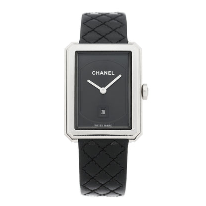 Chanel Stainless Steel Calfskin 26mm Boy-Friend Quilt Quartz Watch Black 1 of 4