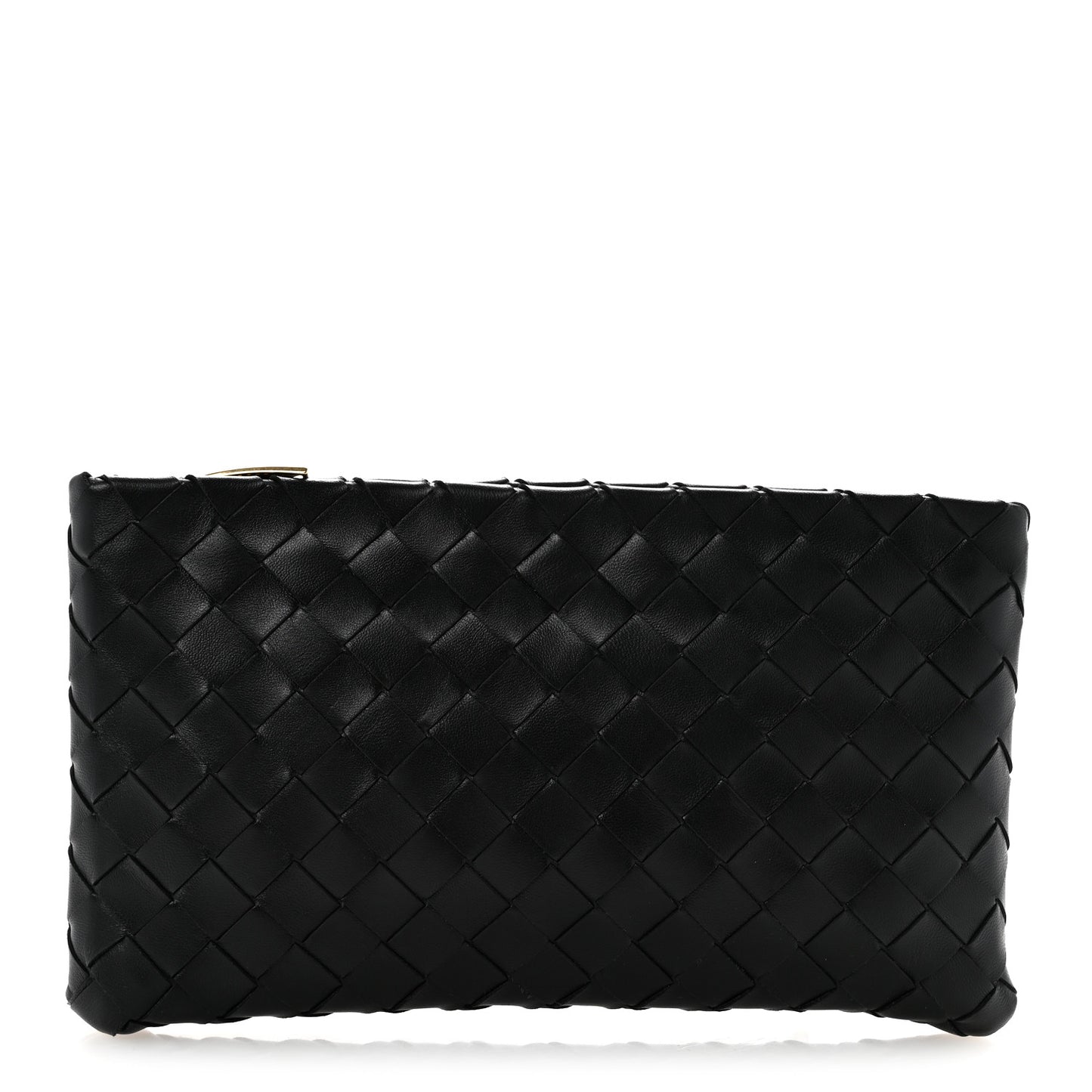 Nappa Intrecciato Small Flat Zip Pouch Black