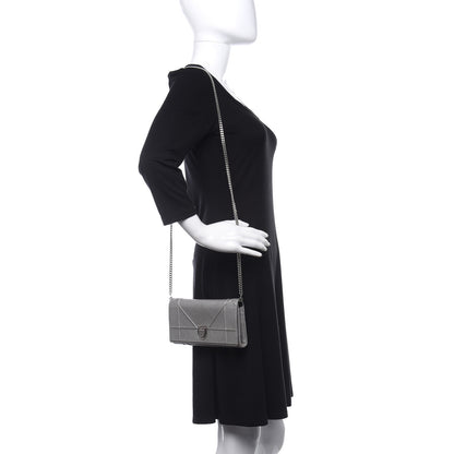Christian Dior Grained Calfskin Diorama Croisiere Chain Wallet Gris 3 of 9